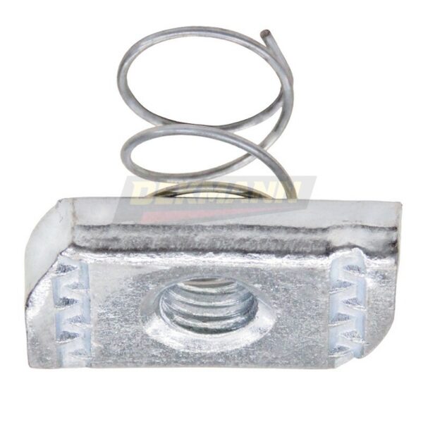 Гайка канальная с короткой пружиной DEKMANN EMSN S M8 35х20х6 для профиля Strut 41х21 Zn (100 шт/уп.)