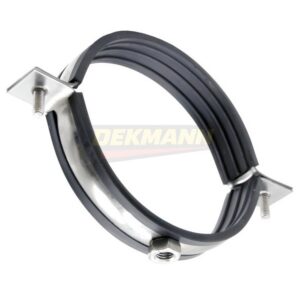 Хомут для воздуховодов DEKMANN EMC-A AISI 430 100 мм M8 с виброгасителем и гайкой AISI 430 (100 шт/уп.)