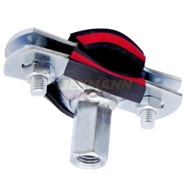 Хомут трубный DEKMANN EMCP-H 20-24 (1/2") для тяжелых нагрузок с виброгасителем и комбинированной гайкой М10/M12 Zn (60 шт/уп.)