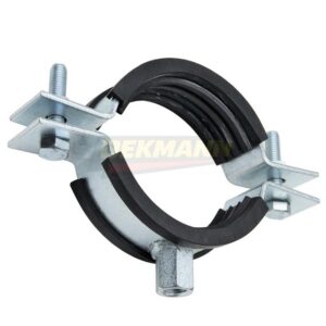 Хомут трубный DEKMANN EMCP-H 32-37 (1") для тяжелых нагрузок с виброгасителем и комбинированной гайкой М10/M12 Zn (50 шт/уп.)
