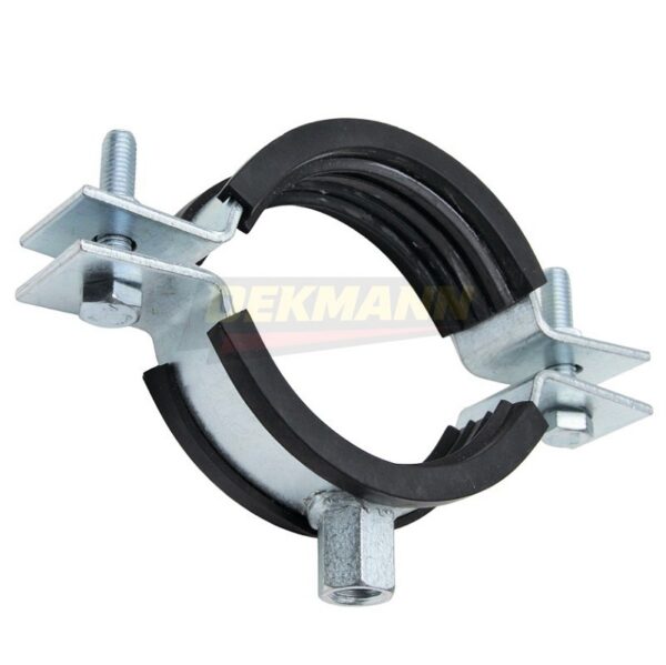 Хомут трубный DEKMANN EMCP-H 99-107 (3 1/2") для тяжелых нагрузок с виброгасителем и комбинированной гайкой М10/M12 Zn (25 шт/уп.)