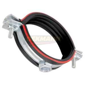 Хомут трубный DEKMANN EMCP-H2 145-155 (Ø150) для высоких нагрузок (3,0х30) с виброгасителем и гайкой М16 Zn (30 шт/уп.)