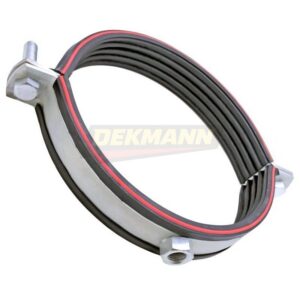 Хомут трубный DEKMANN EMCP-HS 159-166 (D159) для сверхвысоких нагрузок (4,0х40) с виброгасителем и гайкой М16 Zn (15 шт/уп.)