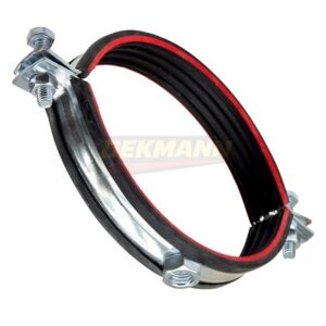 Хомут трубный DEKMANN EMCP-R 207-219 (8") усиленный (2,5х25) с виброгасителем и гайкой М12 Zn (15 шт/уп.)