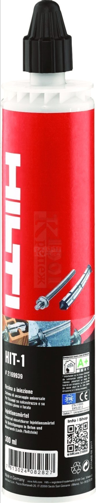 HIT-1 Химический анкер Hilti для бетона и кирпича полиэстер, 300 мл (арт. 2173259)