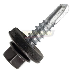 Саморез кровельный DEKMANN EMSR-M 5,5х19 (RAL 8019) сверло №3 для металлической обрешетки с EPDM шайбой Zn (250 шт/уп.)