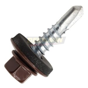 Саморез кровельный DEKMANN EMSR-M 5,5х25 (RAL 8017) сверло №3 для металлической обрешетки с EPDM шайбой Zn (250 шт/уп.)