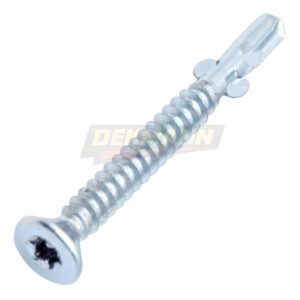 Саморез с ушками DEKMANN EMSE 4,2х32 потайной со сверлом, шлиц TORX для ЦСП и фанеры Zn (1000 шт/уп.)