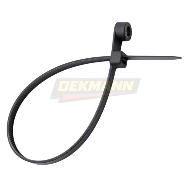 Стяжка кабельная c монтажным кольцом DEKMANN EMS-BR 4,5х220 черная нейлон 6.6 (100 шт/уп.)