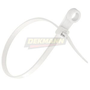 Стяжка кабельная c монтажным кольцом DEKMANN EMS-WR 4,5х220 белая нейлон 6.6 (100 шт/уп.)